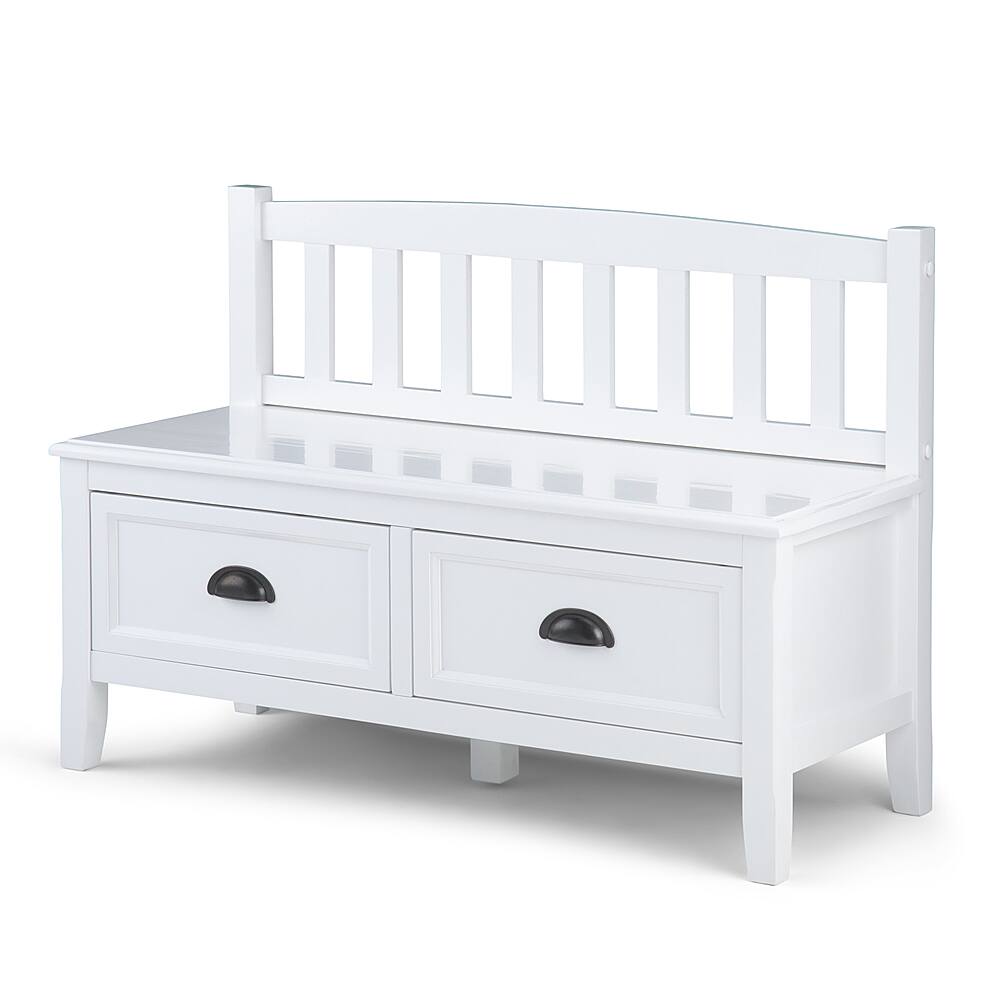 Angle View: Simpli Home - Burlington SOLID WOOD 42 inch Wide Transitional Entryway Storage Bench with Drawers in - White