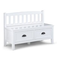 Simpli Home - Burlington solid wood 42 inch Wide Transitional Entryway Storage Bench with Drawers - White - Front_Zoom