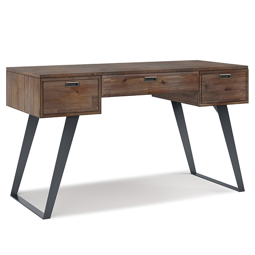 Simpli Home - Keaton SOLID ACACIA WOOD Mid Century Modern 54 inch Wide Desk in - Rustic Natural Aged Brown