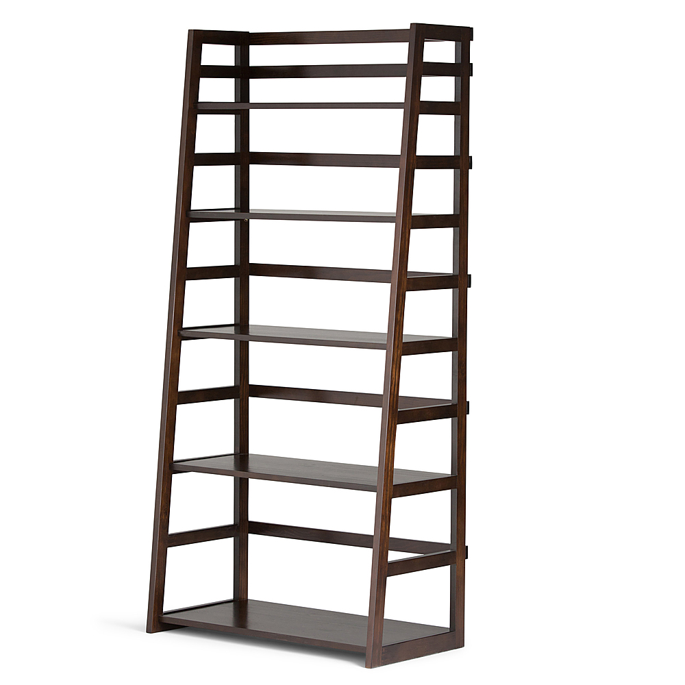 Angle View: Simpli Home - Acadian Ladder Shelf Bookcase - Brunette Brown