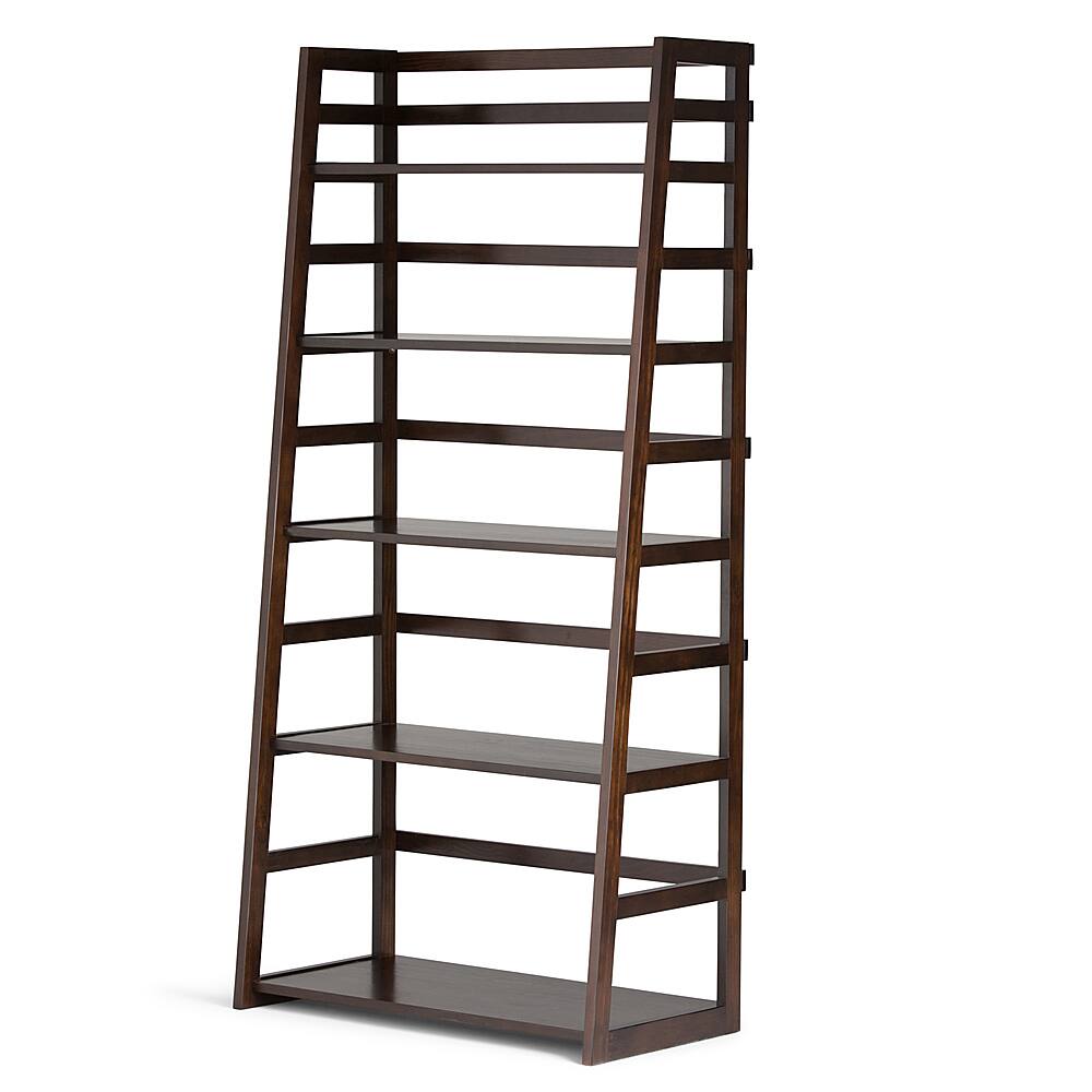 Angle. Simpli Home - Acadian Ladder Shelf Bookcase - Brunette Brown.