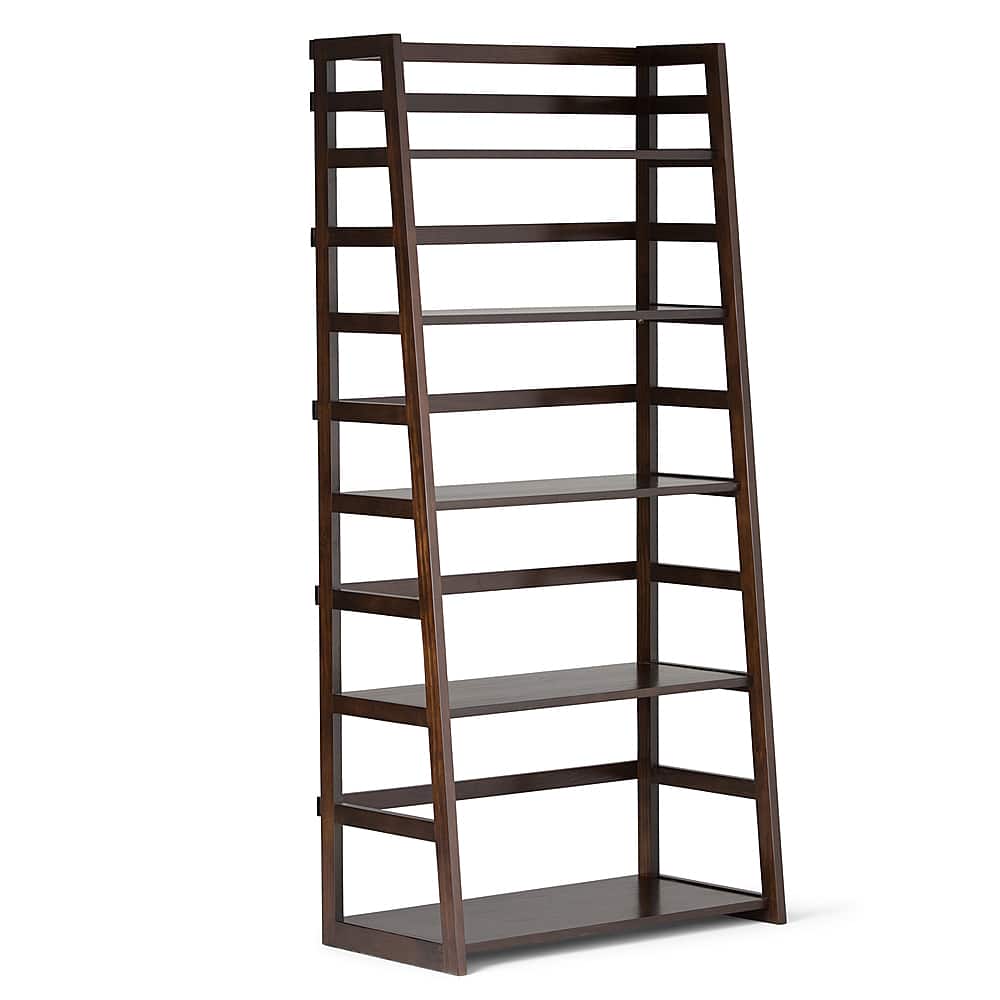 Front. Simpli Home - Acadian Ladder Shelf Bookcase - Brunette Brown.