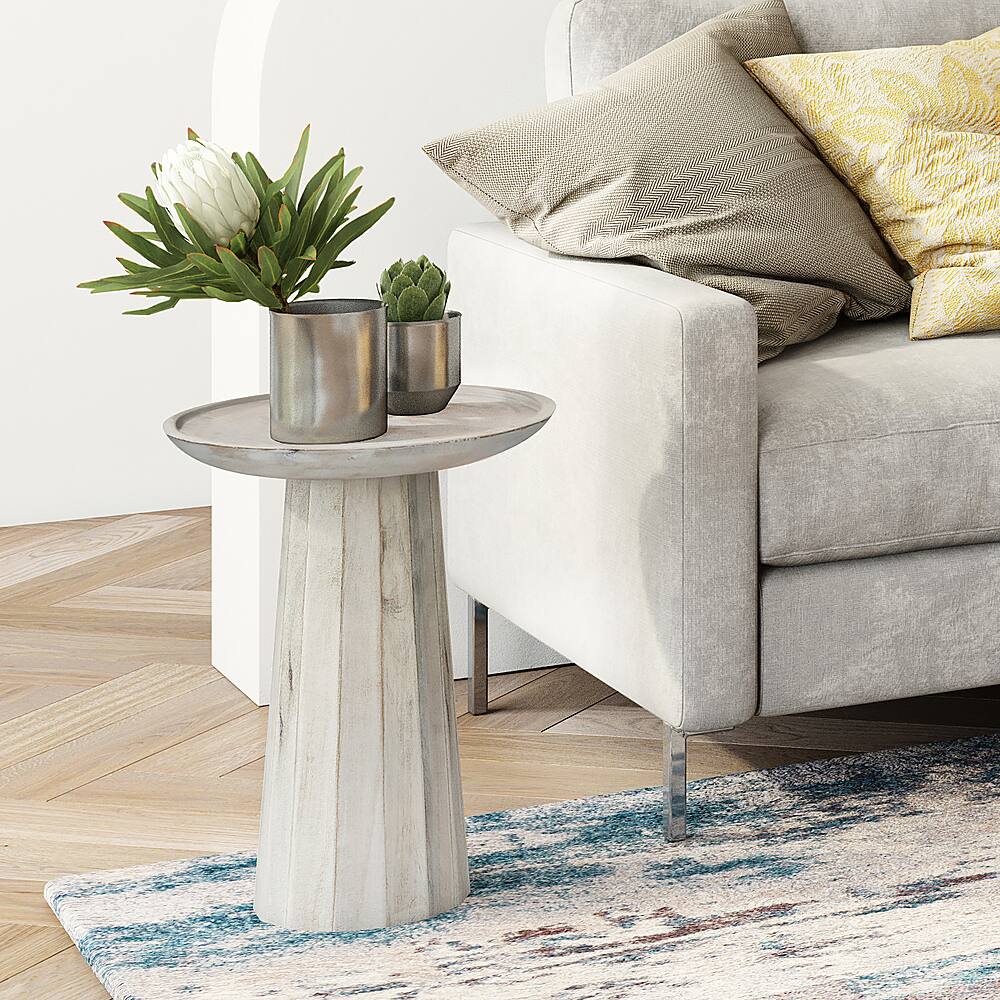 Left View: Simpli Home - Dayton Wooden Accent Table - White Wash