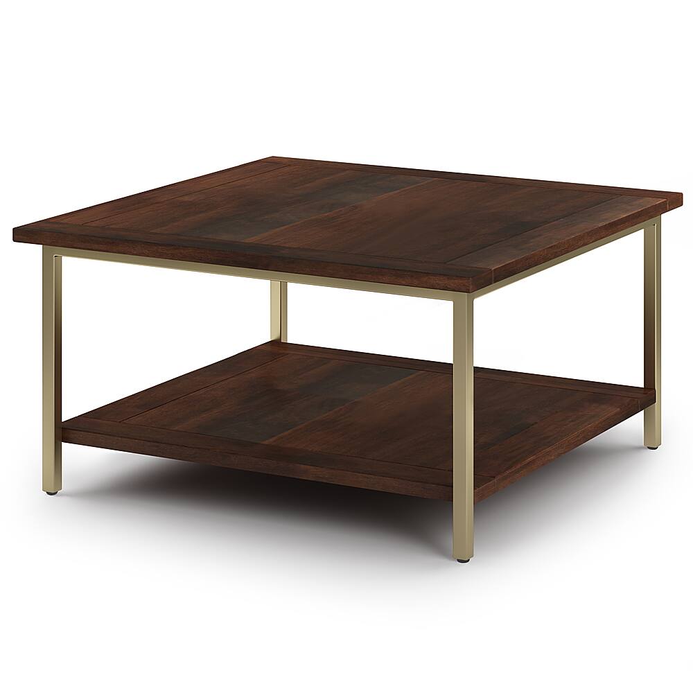 Angle View: Simpli Home - Skyler Square Coffee Table - Dark Brown / Gold