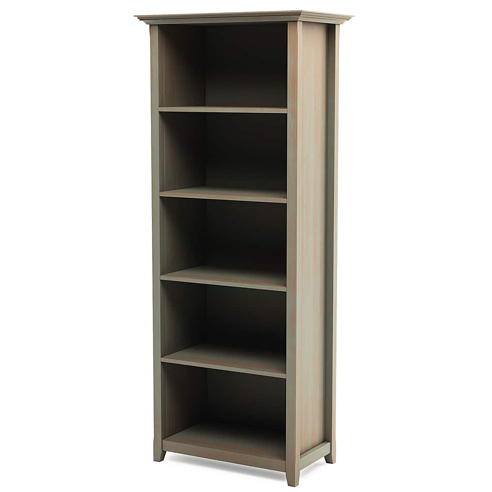 Angle View: Simpli Home - Amherst 5 Shelf Bookcase - Distressed Grey