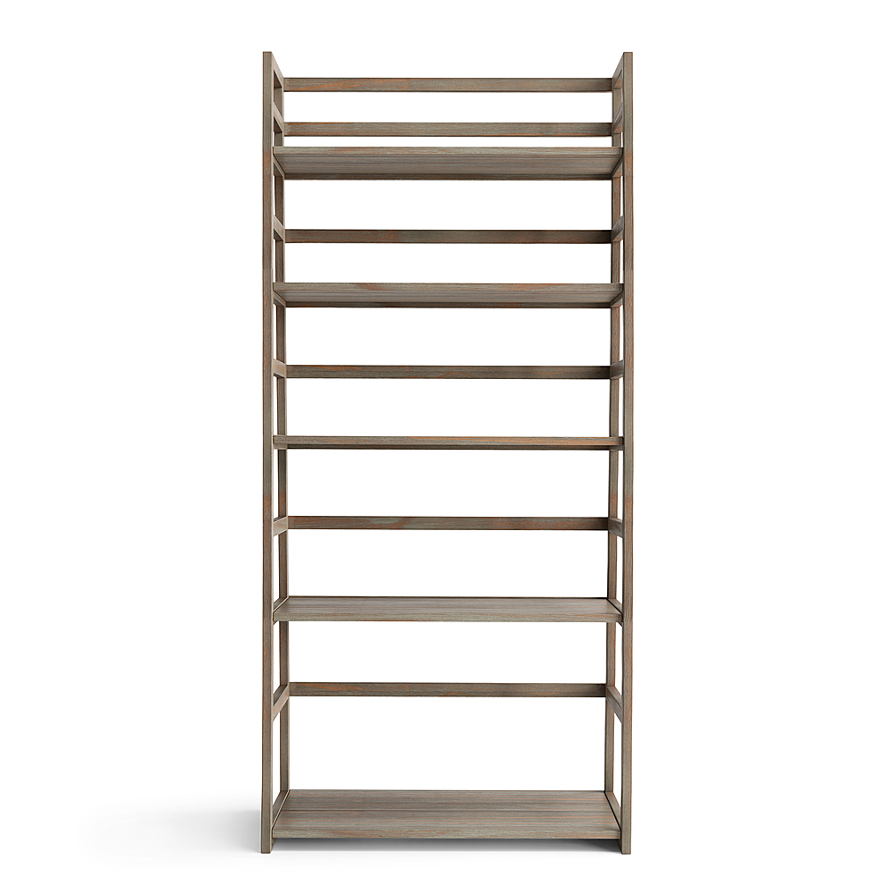 Angle View: Simpli Home - Acadian Ladder Shelf Bookcase - Distressed Grey