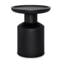 Simpli Home - Haynes Solid Mango Wood 16 inch Wide Round Boho Wooden Accent Table - Black - Front_Zoom