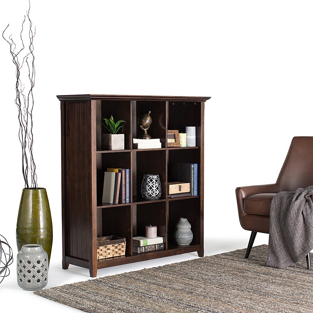 Left View: Simpli Home - Acadian 9 Cube Bookcase and Storage Unit - Brunette Brown