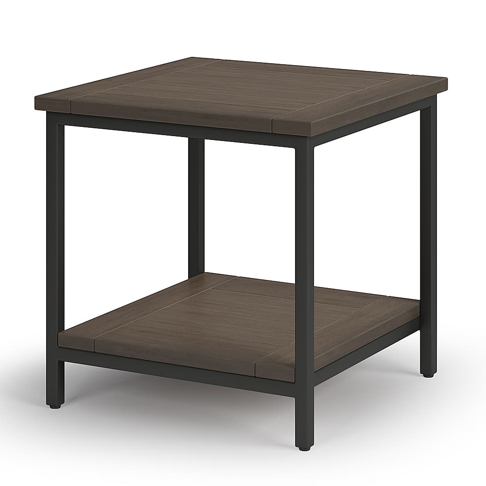 Angle View: Simpli Home - Skyler SOLID MANGO WOOD and Metal 22 inch Wide Square Industrial End Table in - Walnut Brown