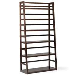 Simpli Home - Acadian Wide Ladder Shelf Bookcase - Brunette Brown - Front_Zoom