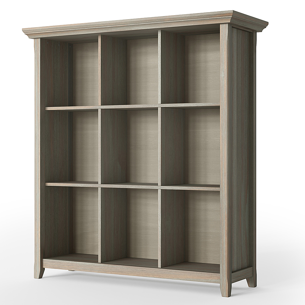 Angle View: Simpli Home - Acadian 9 Cube Bookcase and Storage Unit - Distressed Grey