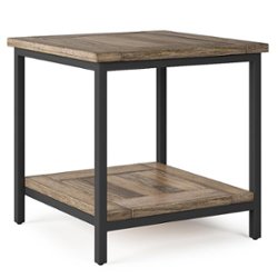 Simpli Home - Skyler Solid Mango Wood and Metal 22 inch Wide Square Industrial End Table - Beach Brown - Front_Zoom