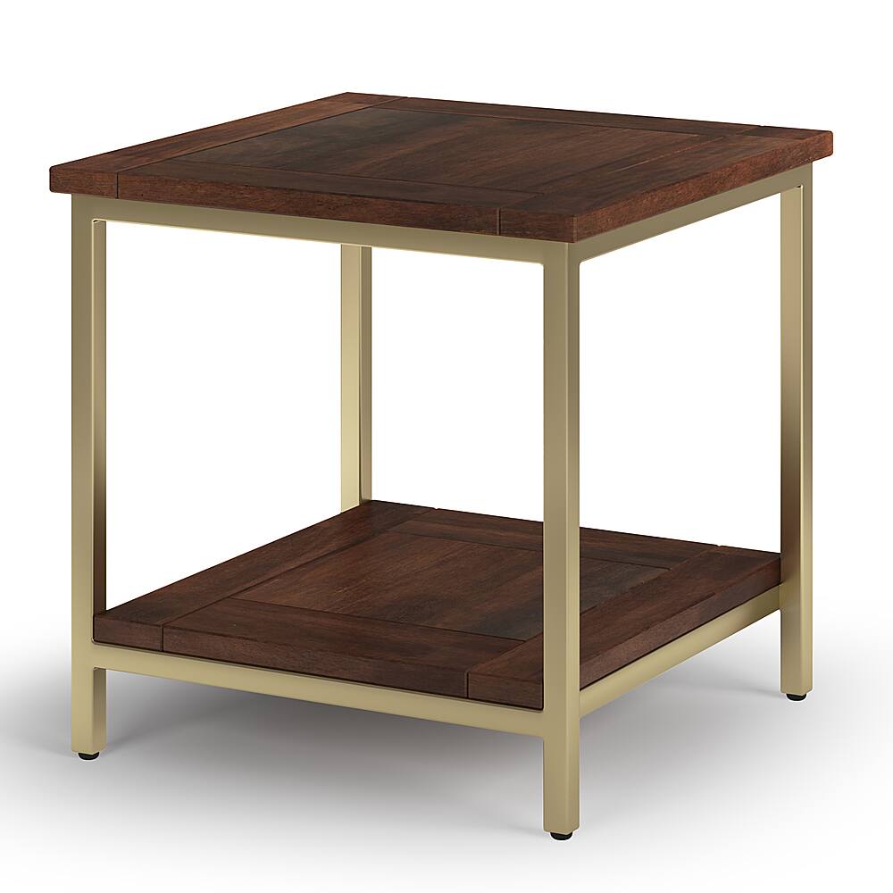 Angle View: Simpli Home - Skyler SOLID MANGO WOOD and Metal 22 inch Wide Square Industrial End Table in - Dark Brown / Gold