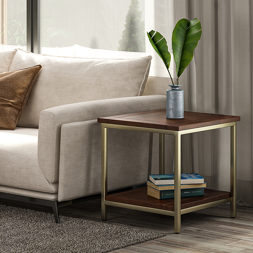 Left View: Simpli Home - Kline Accent Table - White, Gold