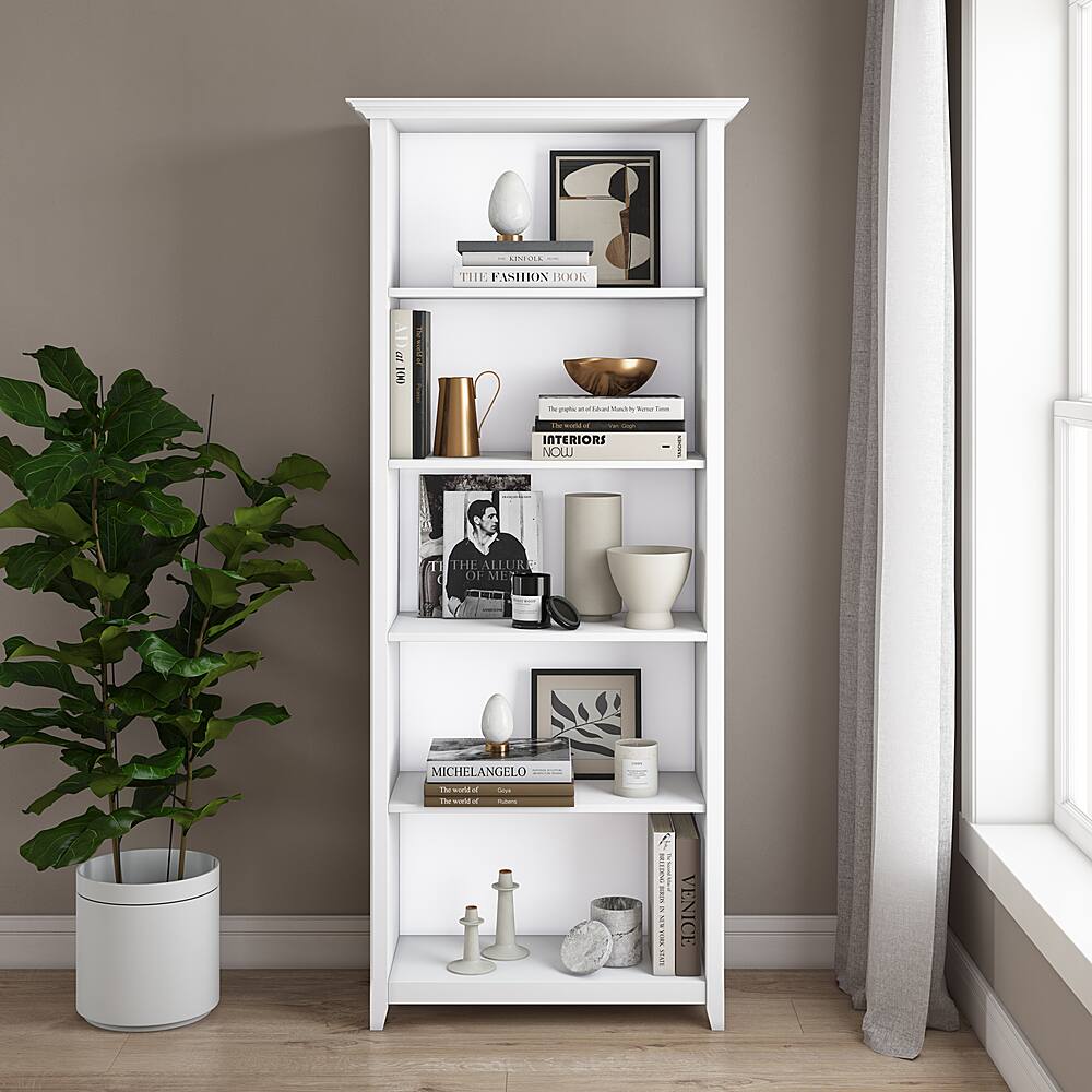 Angle View: Simpli Home - Amherst 5 Shelf Bookcase - White