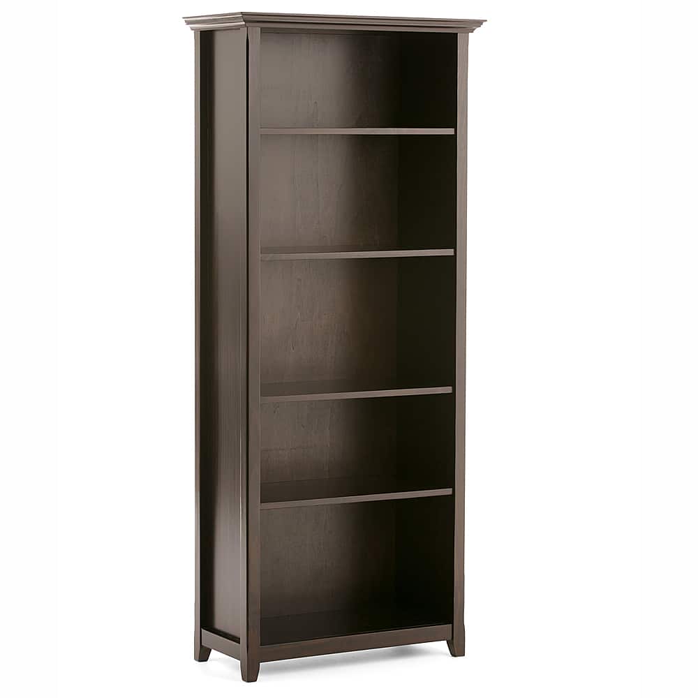 Front. Simpli Home - Amherst 5 Shelf Bookcase - Hickory Brown.