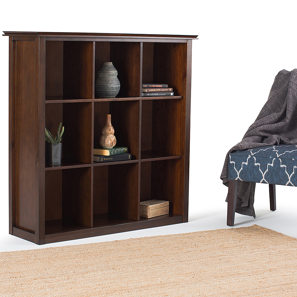 Left View: Hastings Home 3-Tier Open Front Bookshelf - Brown