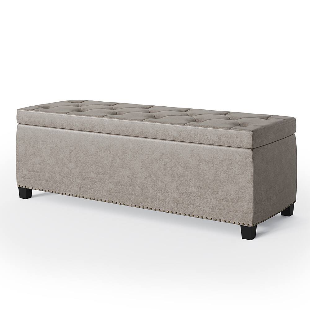 Angle View: Simpli Home - Hamilton Storage Ottoman - Distressed Grey