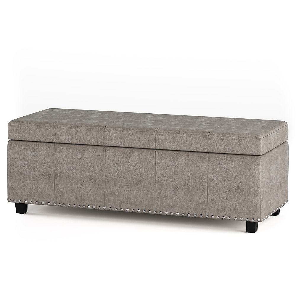 Angle View: Simpli Home - Kingsley Large Storage Ottoman - Distressed Grey