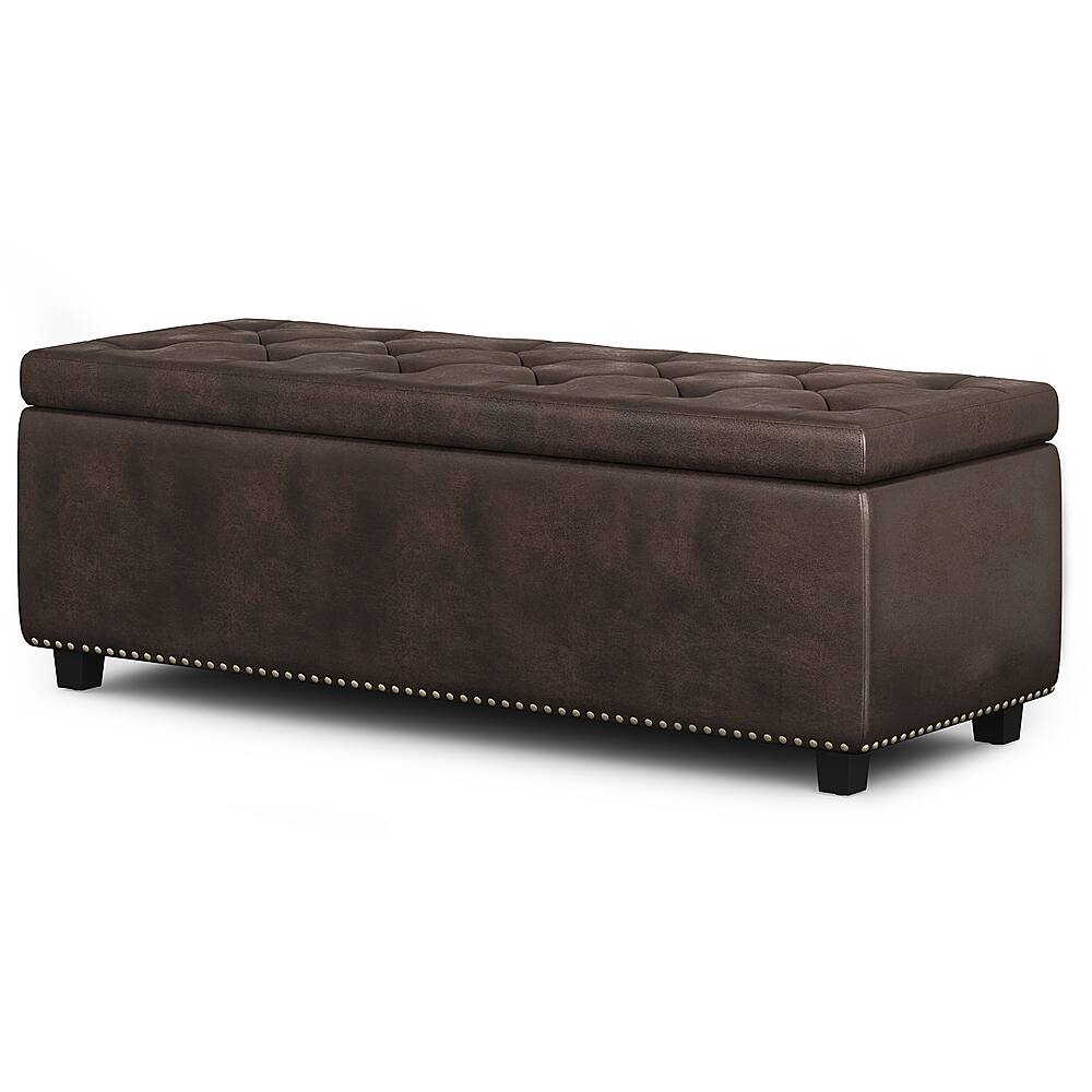 Angle. Simpli Home - Hamilton Storage Ottoman - Distressed Brown.