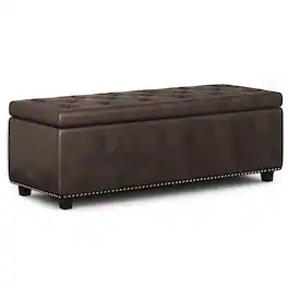 Simpli Home - Hamilton Storage Ottoman - Distressed Brown