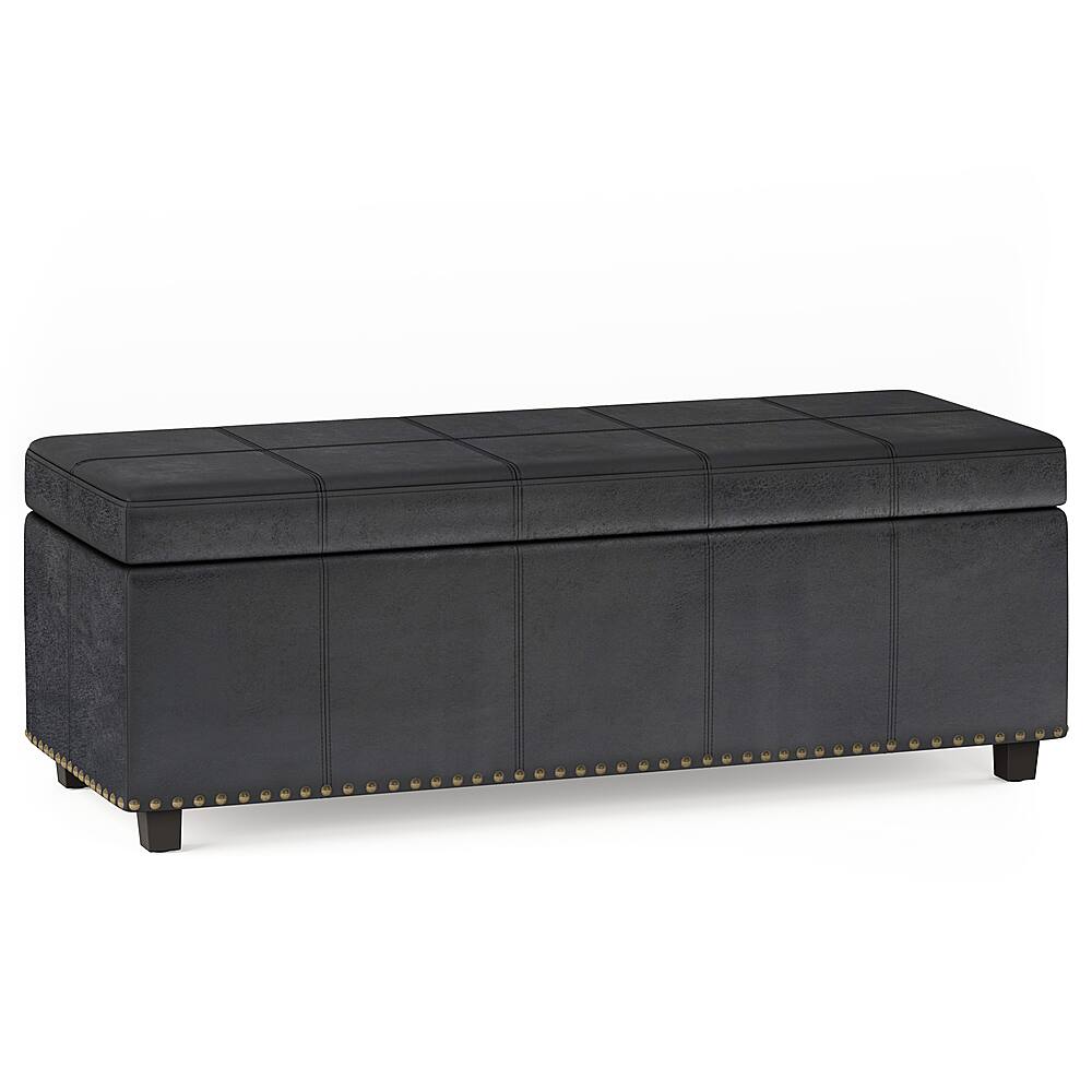 Best Buy Simpli Home Kingsley Large Storage Ottoman Distressed Black
