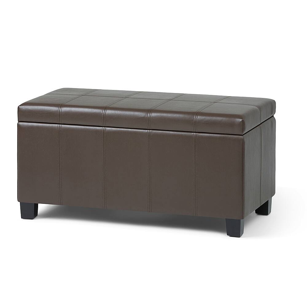 Angle. Simpli Home - Dover Storage Ottoman Bench - Chocolate Brown.