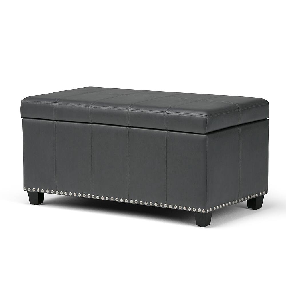 Angle. Simpli Home - Amelia Storage Ottoman Bench - Stone Grey.