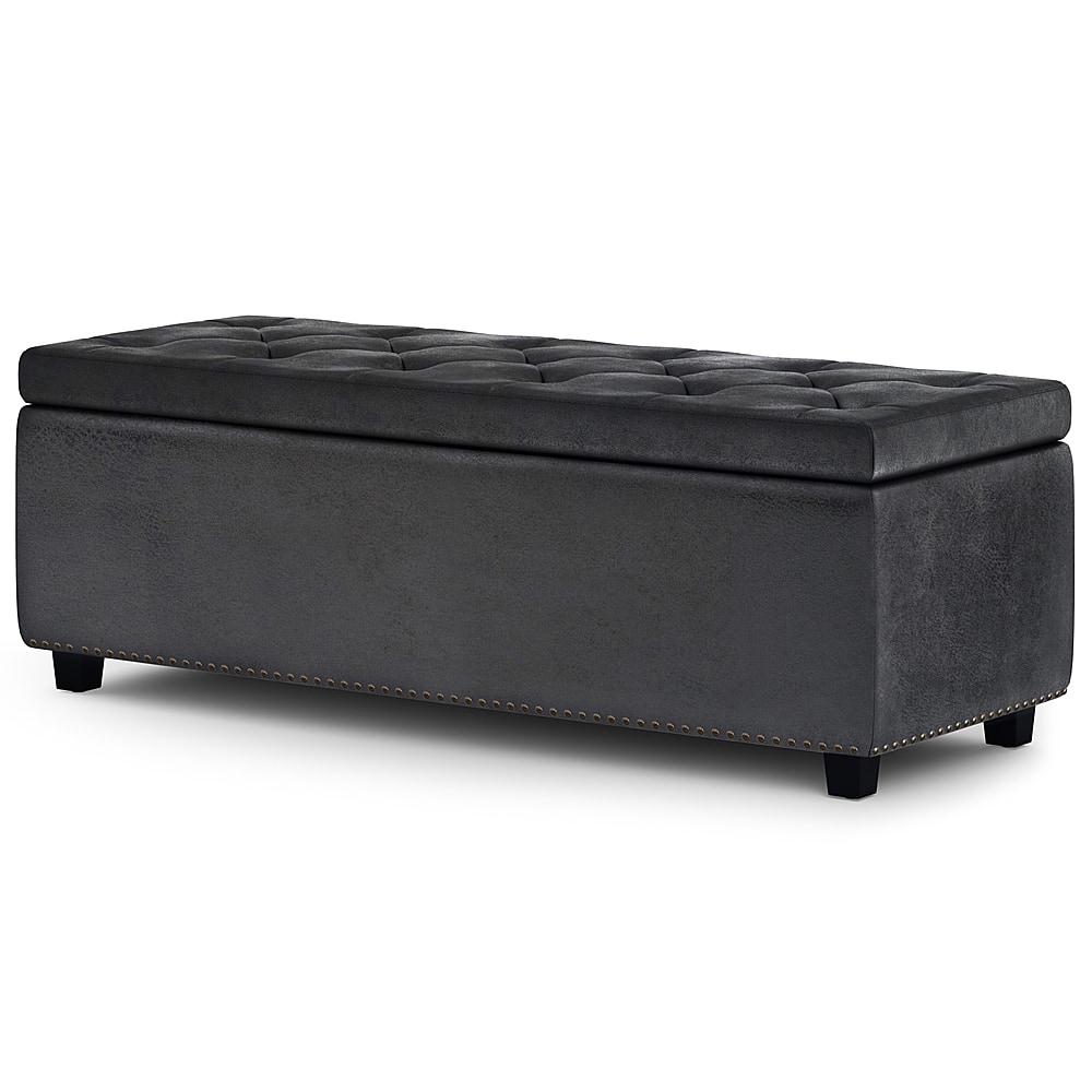 Angle View: Simpli Home - Hamilton Storage Ottoman - Distressed Black