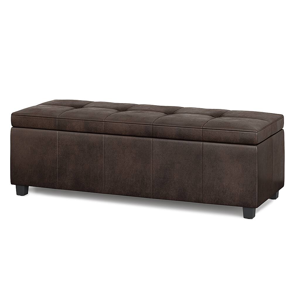 Angle View: Simpli Home - Castleford Storage Ottoman - Distressed Brown