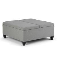 Simpli Home - Ellis Coffee Table Storage Ottoman - Dove Grey - Front_Zoom
