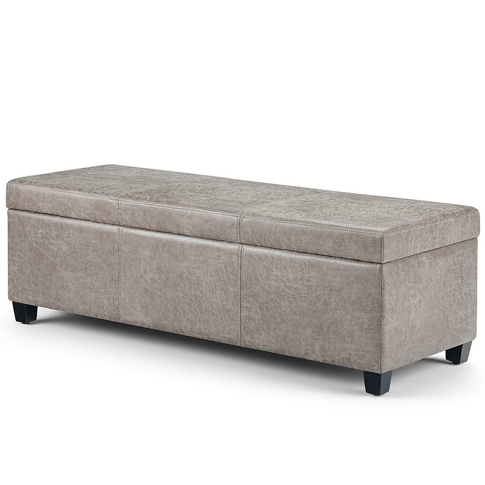 Angle View: Simpli Home - Avalon Storage Ottoman Bench - Distressed Grey Taupe