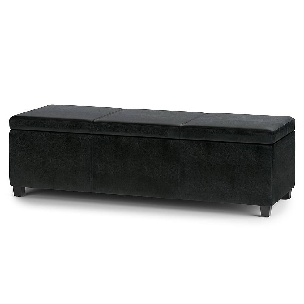 Angle. Simpli Home - Avalon Extra Large Storage Ottoman Bench - Midnight Black.