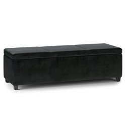 Simpli Home - Avalon Extra Large Storage Ottoman Bench - Midnight Black - Front_Zoom