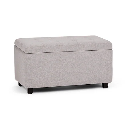 Front. Simpli Home - Cosmopolitan Storage Ottoman - Cloud Grey.