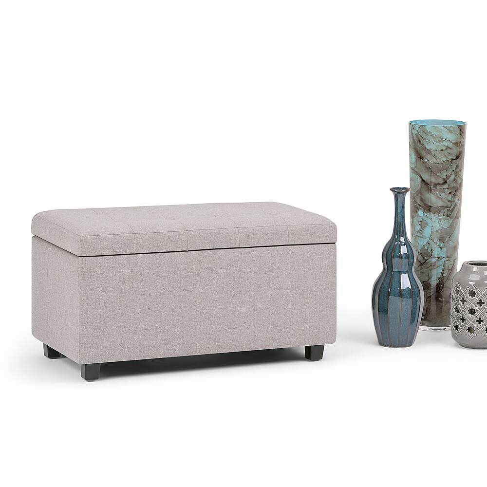 Left View: Simpli Home - Cosmopolitan Storage Ottoman - Cloud Grey