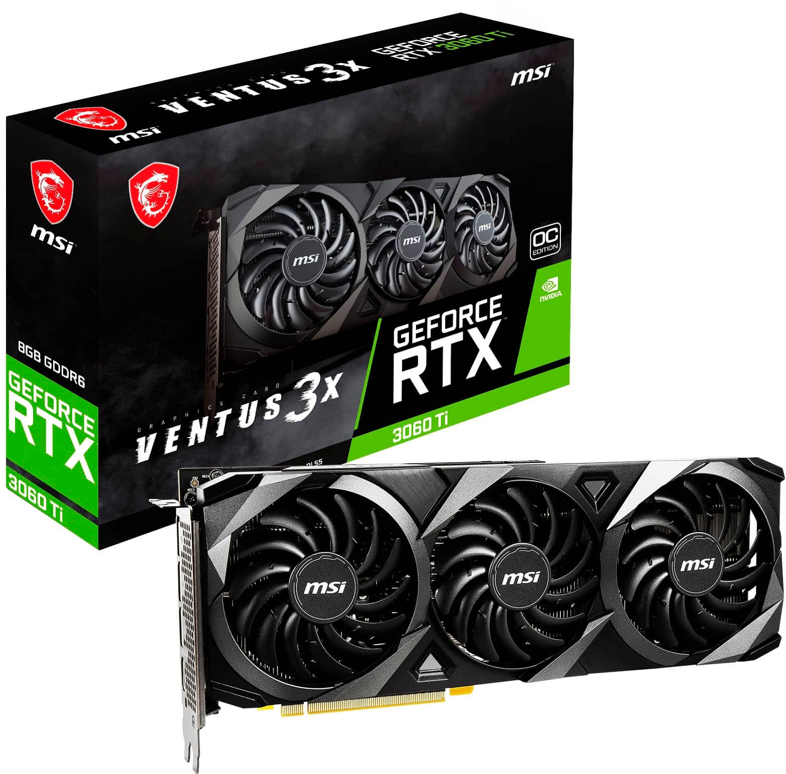 MSI NVIDIA GeForce RTX 3060 Ti VENTUS3X 8G LHR 8GB GDDR6 PCI Express 4.0 Graphic Card Black 3060TI VENTUS3X 8G OC LHR - Best