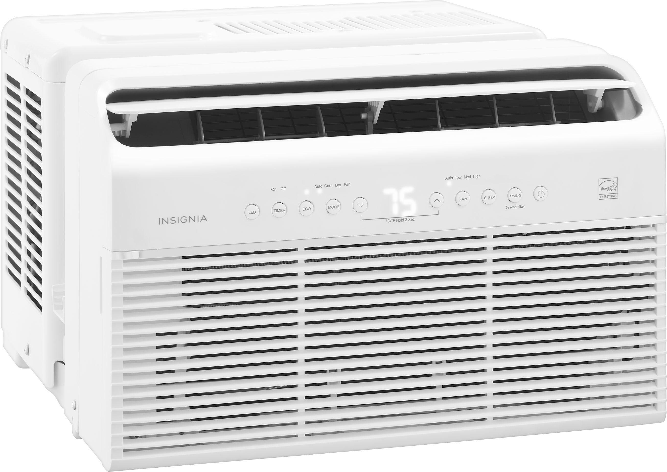 Angle View: Insignia™ - 350 Sq. Ft. 8,000 BTU U-Shaped Window Air Conditioner - White