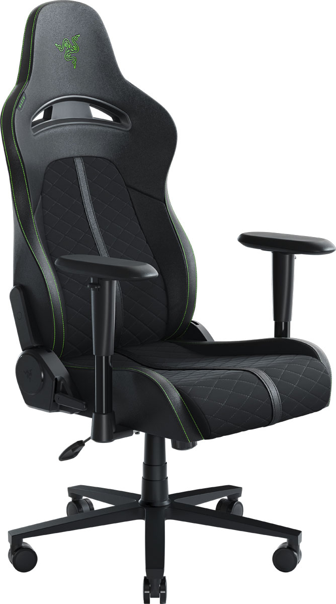 Left View: Razer - Enki X Essential Gaming Chair for All-Day Comfort - Black/Green