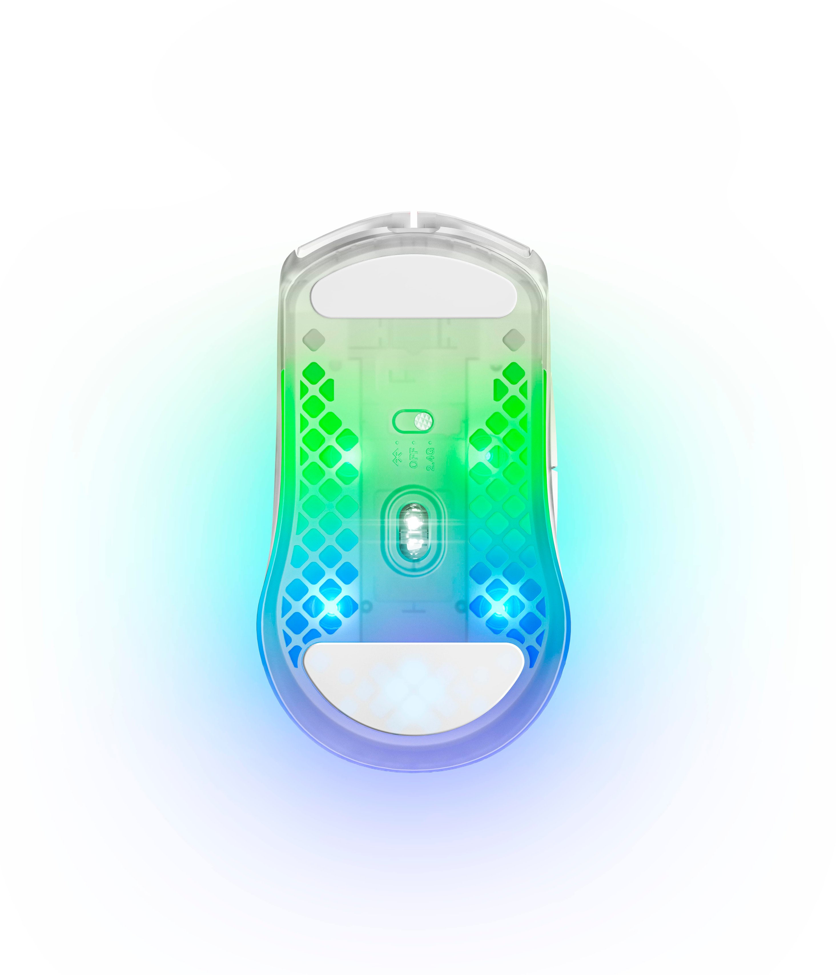 Back View: SteelSeries - Aerox 3 Ghost Lightweight Wireless Optical Gaming Mouse with Translucent Design - White