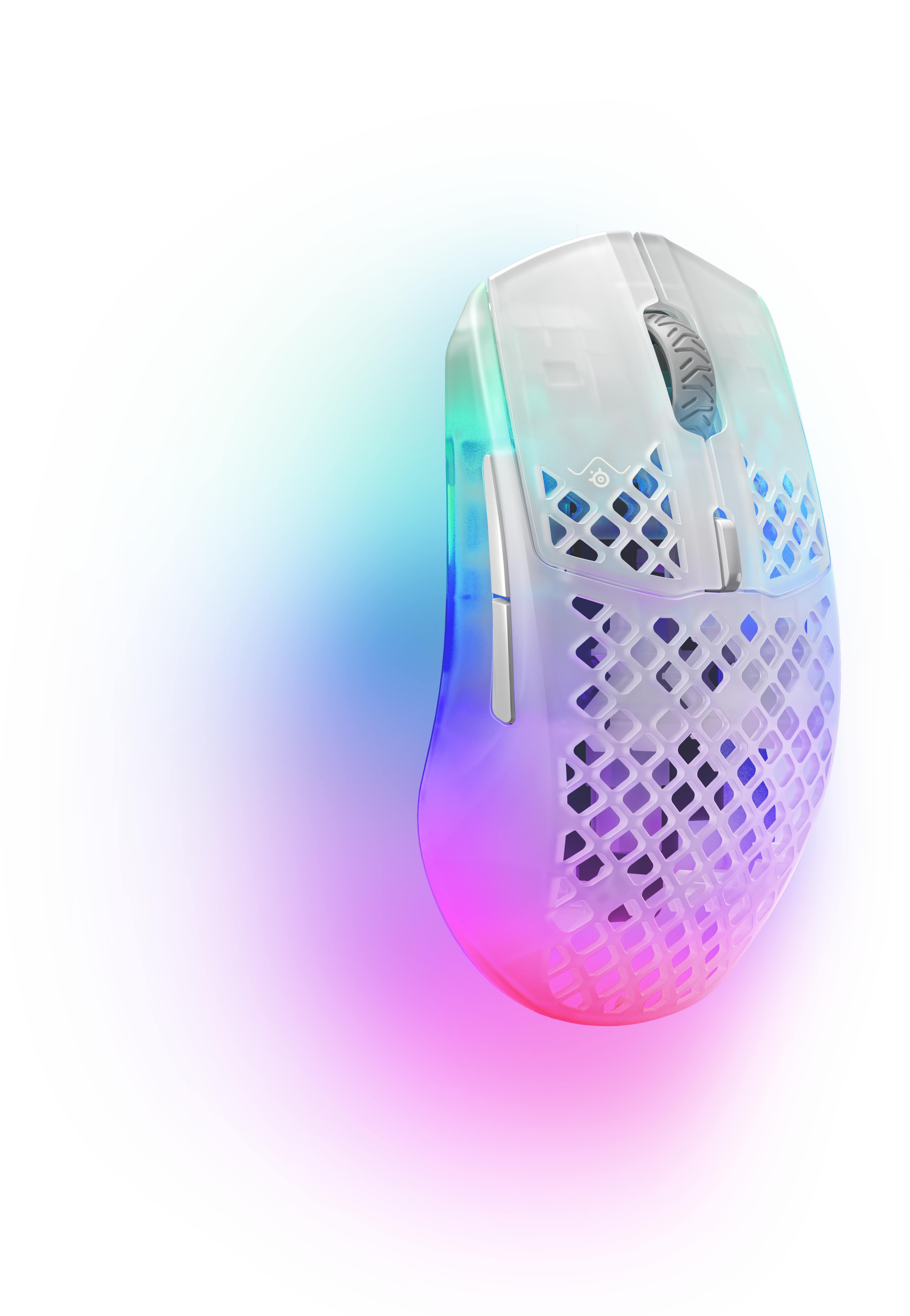 Angle View: SteelSeries - Aerox 3 Ghost Lightweight Wireless Optical Gaming Mouse with Translucent Design - White