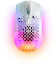 Front. SteelSeries - Aerox 3 Super Light Honeycomb Wireless RGB Optical Gaming Mouse - Ghost Edition.