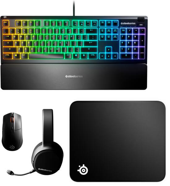 Steelseries Ultimate Gaming Bundle Arctis 1 Wireless Headset Apex 3 Keyboard Rival 3 Wireless Mouse And Qck Mousepad Black Best Buy Steelseries Ultimate Gaming Bundle Arctis 1 Wireless Headset Apex 3 Keyboard Rival 3 Wireless Mouse And Qck Mousepad Black Best Buy