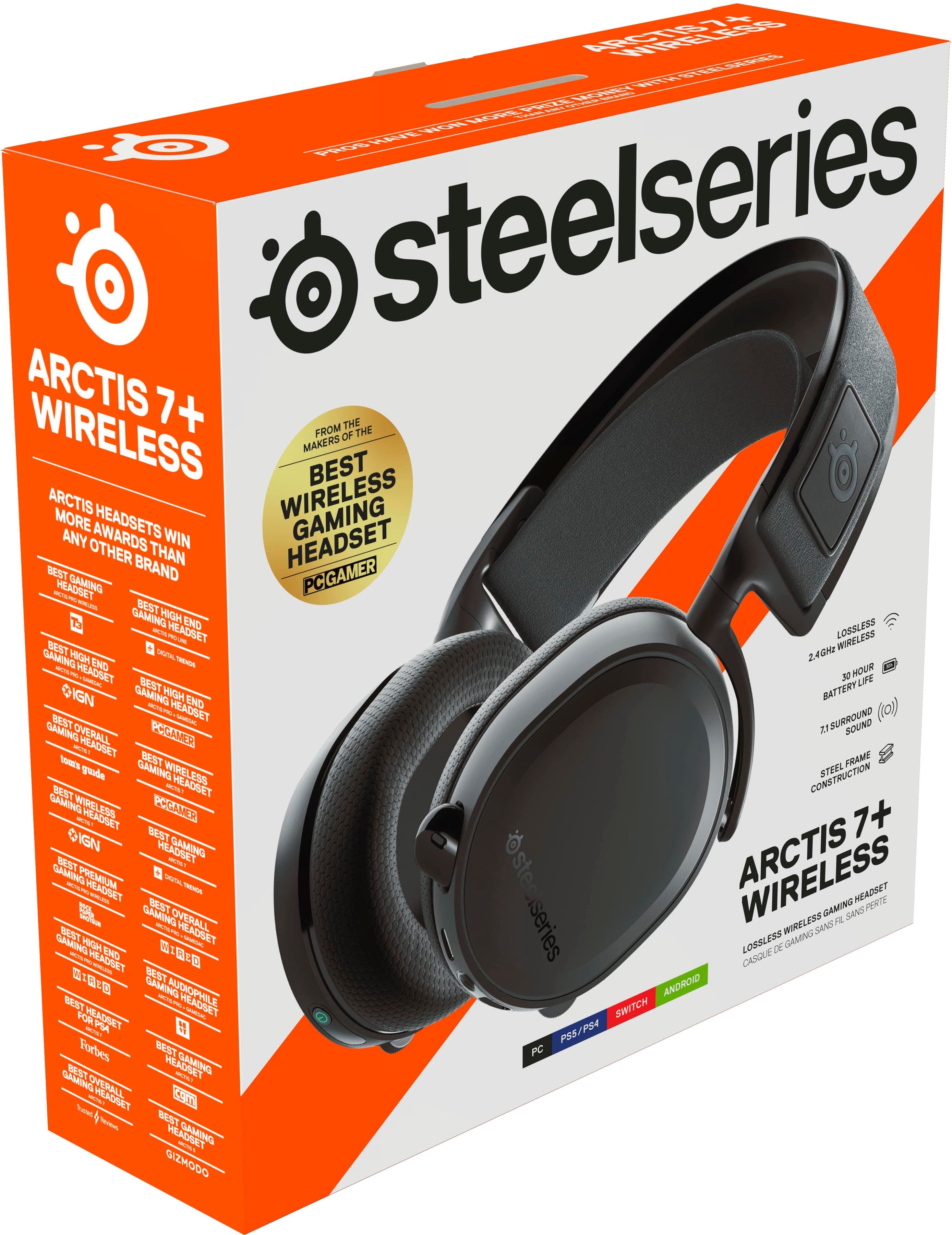 Alt View 13. SteelSeries - Arctis 7+ Wireless 7.1 Surround Sound Gaming Headset for PS5, PS4, PC, and Switch - Black.