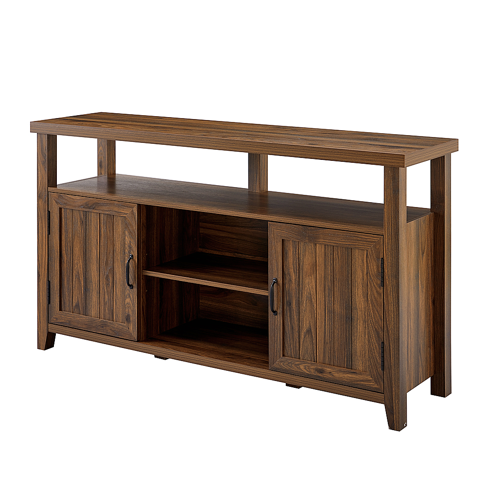 Angle View: Walker Edison - Classic 2-Door Tall TV Stand for Most TVs up to 65” - Dark Walnut
