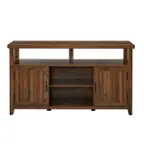 Front. Walker Edison - Classic 2-Door Tall TV Stand for Most TVs up to 65” - Dark Walnut.