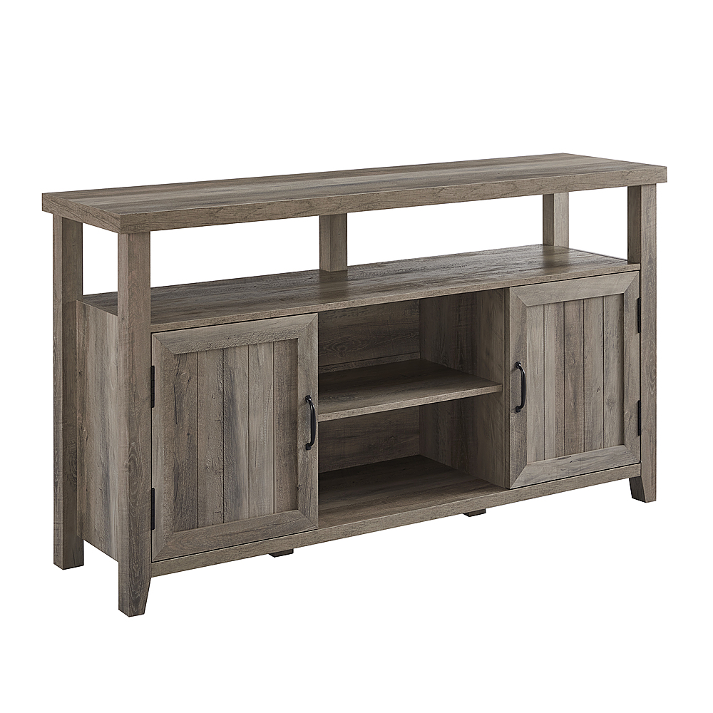 Left View: Walker Edison - Classic 2-Door Tall TV Stand for Most TVs up to 65” - Grey Wash