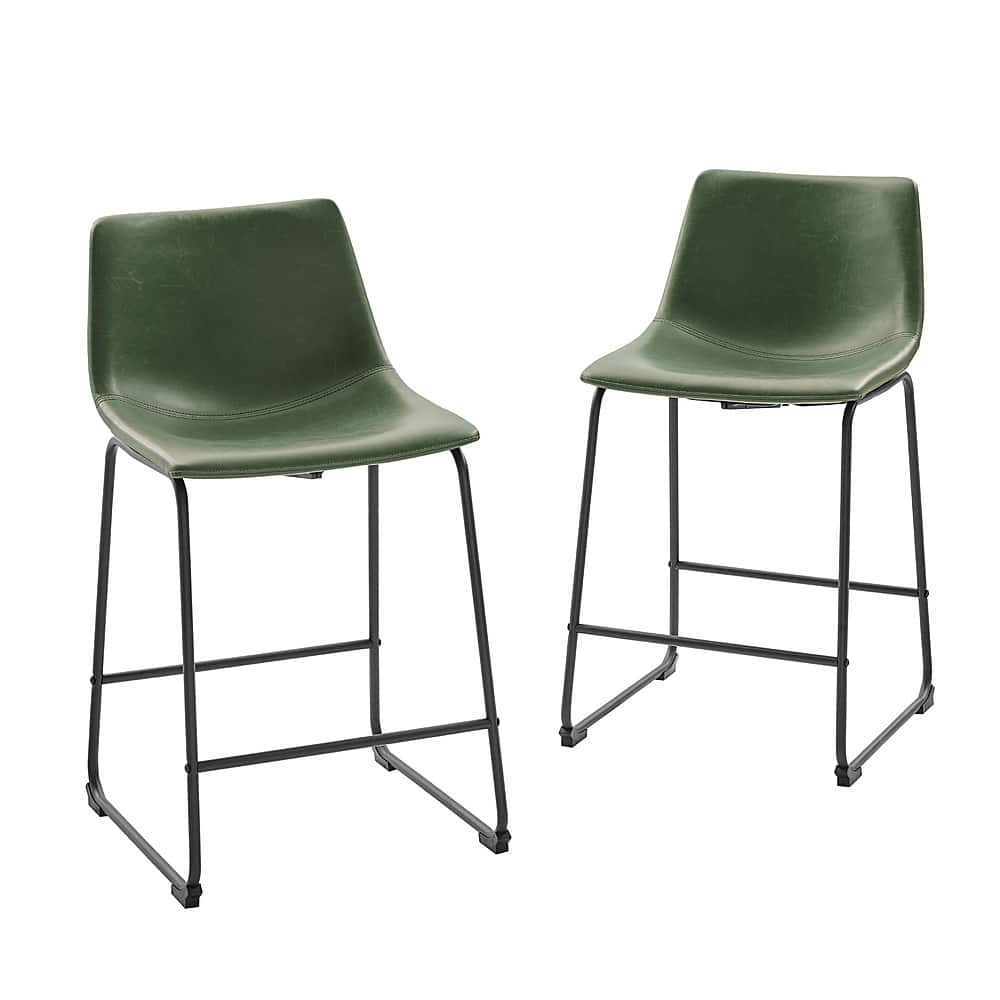 Angle View: Walker Edison - Contemporary Faux Leather Dining Chairs set of 2 - Green