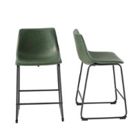 Walker Edison - Contemporary Faux Leather Dining Chairs set of 2 - Green - Front_Zoom