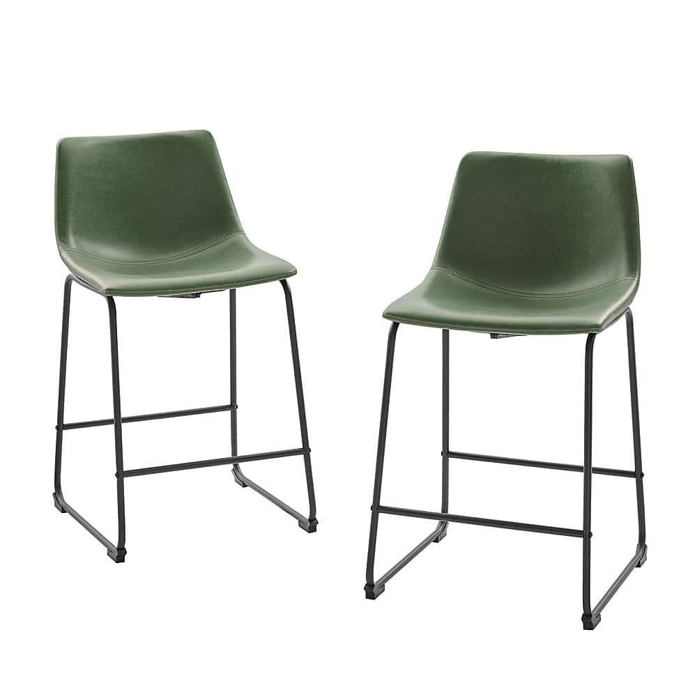 Left View: Walker Edison - Contemporary Faux Leather Dining Chairs set of 2 - Green